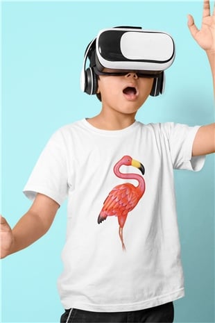 Kuş Baskılı Beyaz Unisex Çocuk Tişört