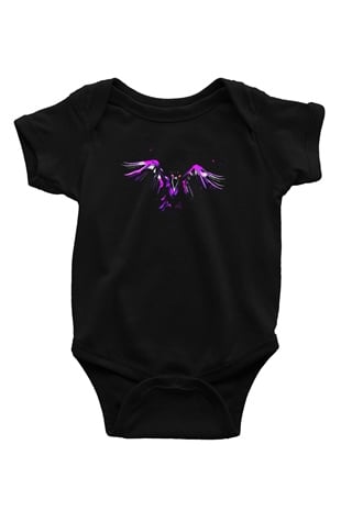 Kuş Baskılı Siyah Bebek Body - Zıbın