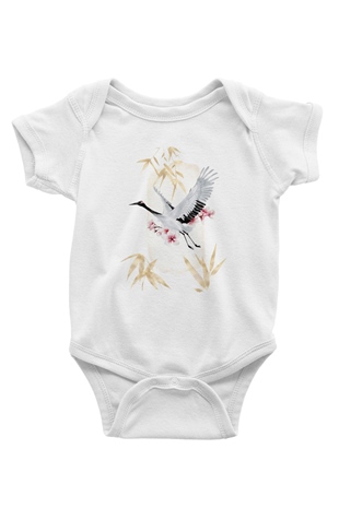 Kuş Beyaz Bebek Body - Zıbın