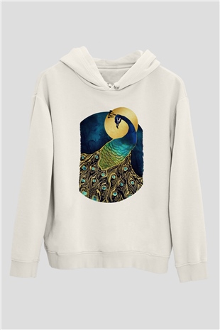 Kuş Beyaz Unisex Hoodie