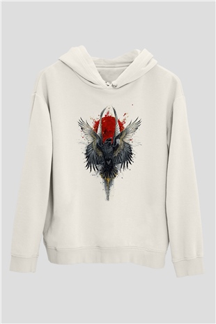 Kuş Beyaz Unisex Hoodie