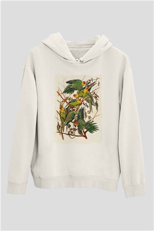 Kuş Beyaz Unisex Hoodie