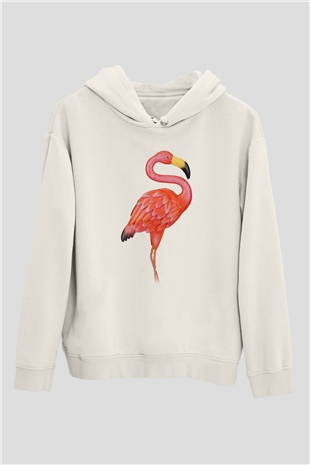 Kuş Beyaz Unisex Kapşonlu Sweatshirt