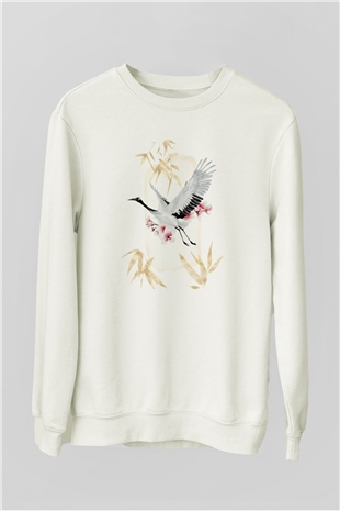 Kuş Beyaz Unisex Sweatshirt