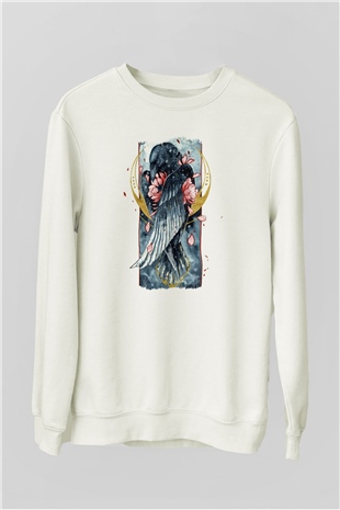 Kuş Beyaz Unisex Sweatshirt