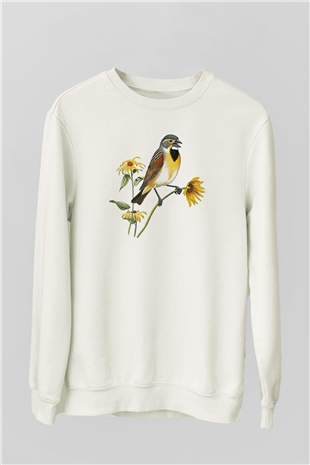 Kuş Beyaz Unisex Sweatshirt