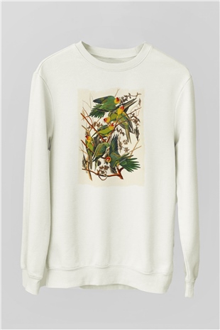Kuş Beyaz Unisex Sweatshirt