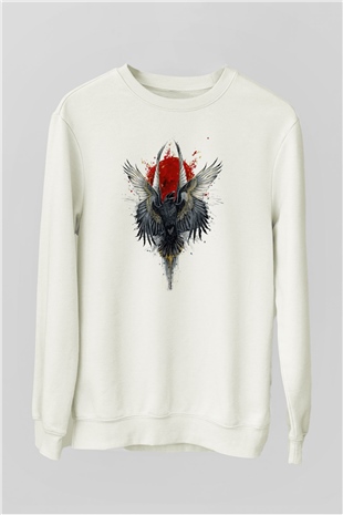 Kuş Beyaz Unisex Sweatshirt