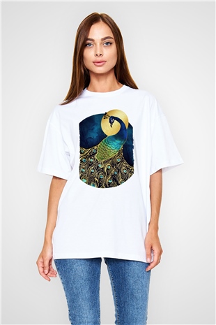 Kuş Beyaz Oversize Tişört Oversize T-shirt - TişörtFabrikası