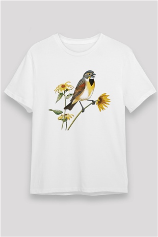 Kuş Beyaz Unisex Tişört T-Shirt - TişörtFabrikası