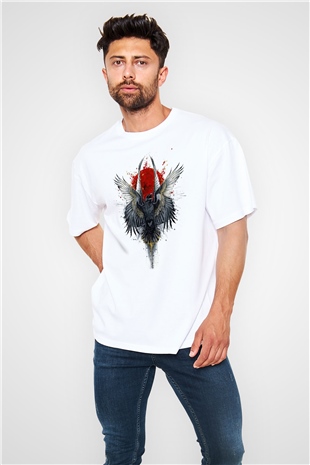 Kuş Beyaz Oversize Tişört Oversize T-shirt - TişörtFabrikası