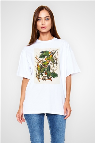 Kuş Beyaz Oversize Tişört Oversize T-shirt - TişörtFabrikası