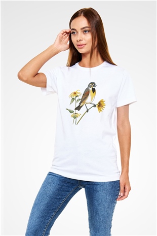 Kuş Beyaz Unisex Tişört T-Shirt - TişörtFabrikası