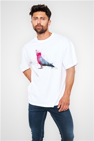 Kuş Beyaz Oversize Tişört Oversize T-shirt - TişörtFabrikası