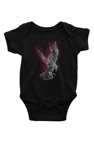 Kuş Siyah Bebek Body - Zıbın