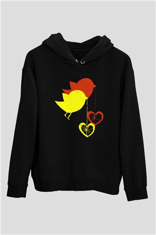 Kuş Siyah Unisex Hoodie