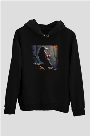 Kuş Siyah Unisex Hoodie