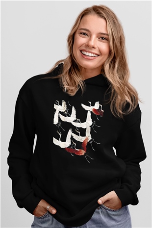 Kuş Siyah Unisex Hoodie