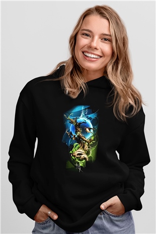 Kuş Siyah Unisex Hoodie