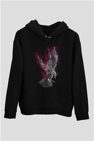 Kuş Siyah Unisex Hoodie