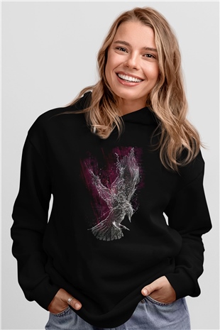 Kuş Siyah Unisex Hoodie