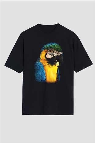Kuş Siyah Unisex Oversize Tişört T-Shirt