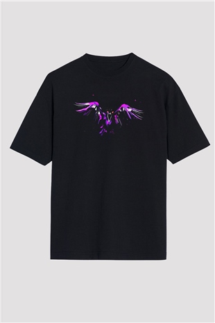 Kuş Siyah Unisex Oversize Tişört T-Shirt