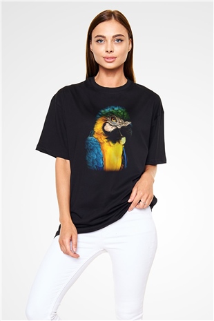 Kuş Siyah Unisex Oversize Tişört T-Shirt