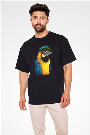 Kuş Siyah Unisex Oversize Tişört T-Shirt