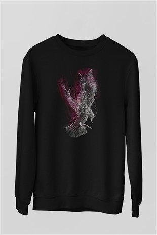 Kuş Siyah Unisex Sweatshirt
