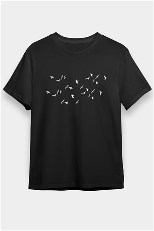Kuş Siyah Unisex Tişört T-Shirt - TişörtFabrikası