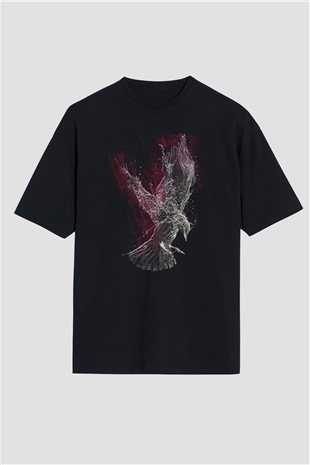 Kuş Siyah Oversize Tişört Oversize T-shirt - TişörtFabrikası