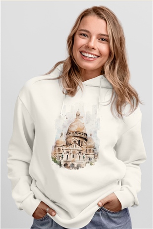 Kutsal Kalp Bazilikası Beyaz Unisex Hoodie