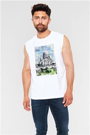 Kutsal Kalp Bazilikası Beyaz Unisex Kolsuz Tişört