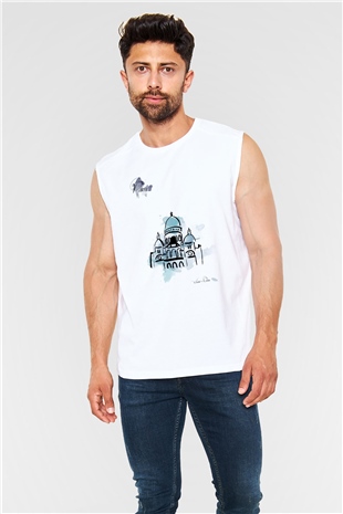 Kutsal Kalp Bazilikası Beyaz Unisex Kolsuz Tişört
