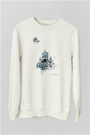 Kutsal Kalp Bazilikası Beyaz Unisex Sweatshirt