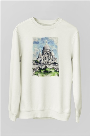 Kutsal Kalp Bazilikası Beyaz Unisex Sweatshirt