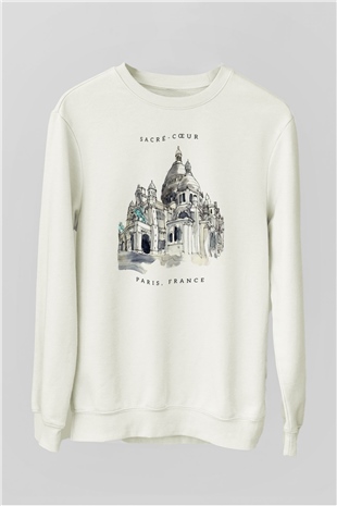 Kutsal Kalp Bazilikası Beyaz Unisex Sweatshirt