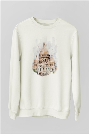 Kutsal Kalp Bazilikası Beyaz Unisex Sweatshirt