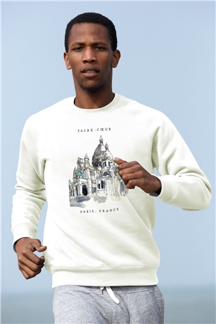 Kutsal Kalp Bazilikası Beyaz Unisex Sweatshirt