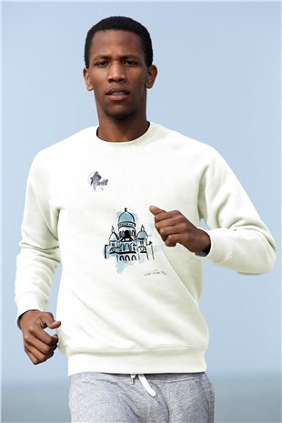 Kutsal Kalp Bazilikası Beyaz Unisex Sweatshirt