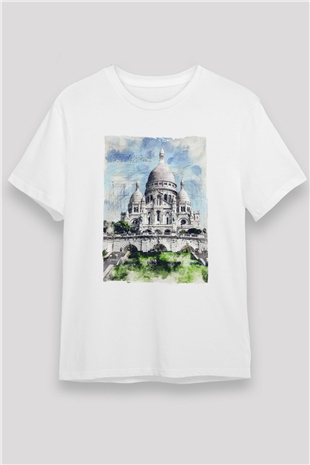 Kutsal Kalp Bazilikası Beyaz Unisex Tişört T-Shirt - TişörtFabrikası