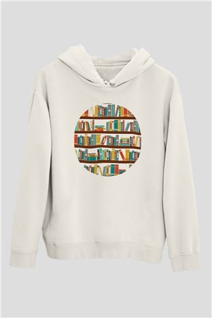 Kütüphaneci Beyaz Unisex Hoodie