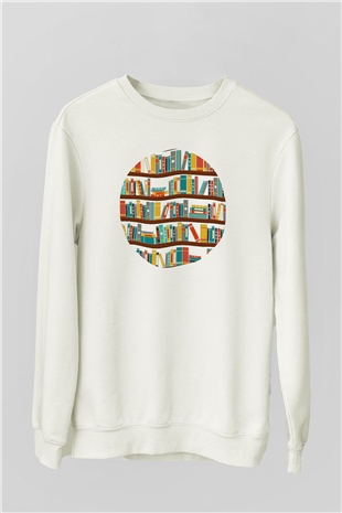 Kütüphaneci Beyaz Unisex Sweatshirt