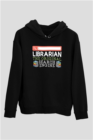 Kütüphaneci Siyah Unisex Kapüşonlu Sweatshirt