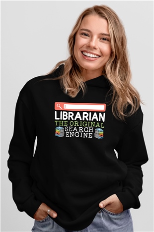 Kütüphaneci Siyah Unisex Kapüşonlu Sweatshirt