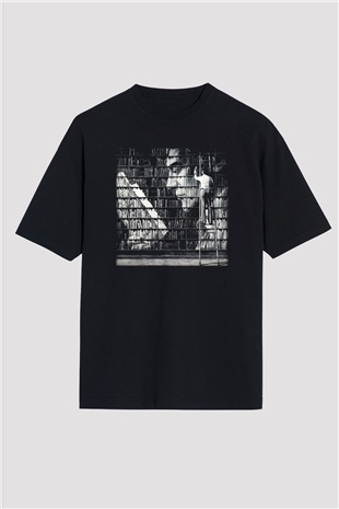 Kütüphaneci Siyah Unisex Oversize Tişört T-Shirt