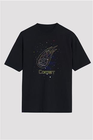 Kuyruklu Yıldız Baskılı Unisex Oversize Tişört - Tshirt