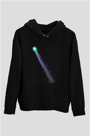 Kuyruklu yıldız Siyah Unisex Hoodie