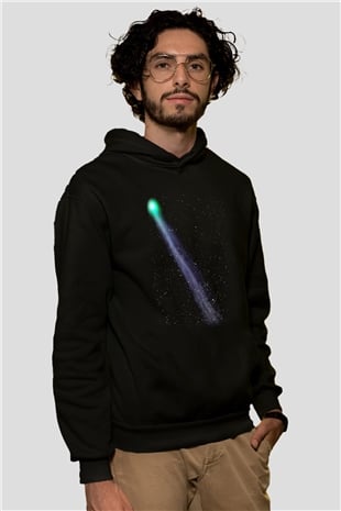 Kuyruklu yıldız Siyah Unisex Hoodie